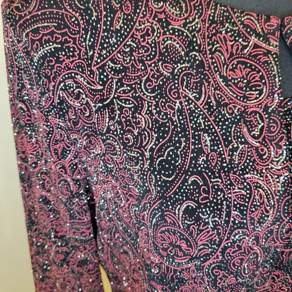 Alex Evenings Petite Vintage Red Sparkly Paisley Jacket Set Sz Petite Medium - Picture 7 of 12